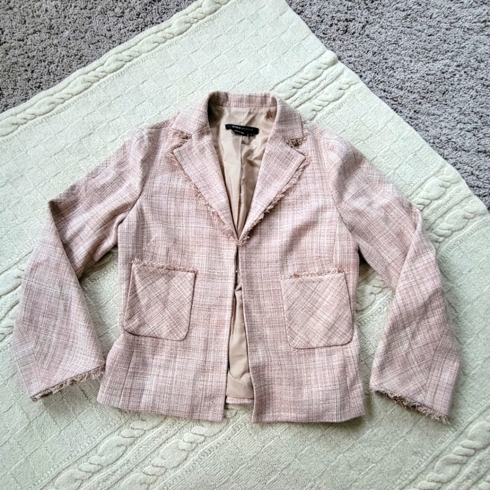 BCBG Maxazria Silk Tweed Blazer size Small Rosewood Pink